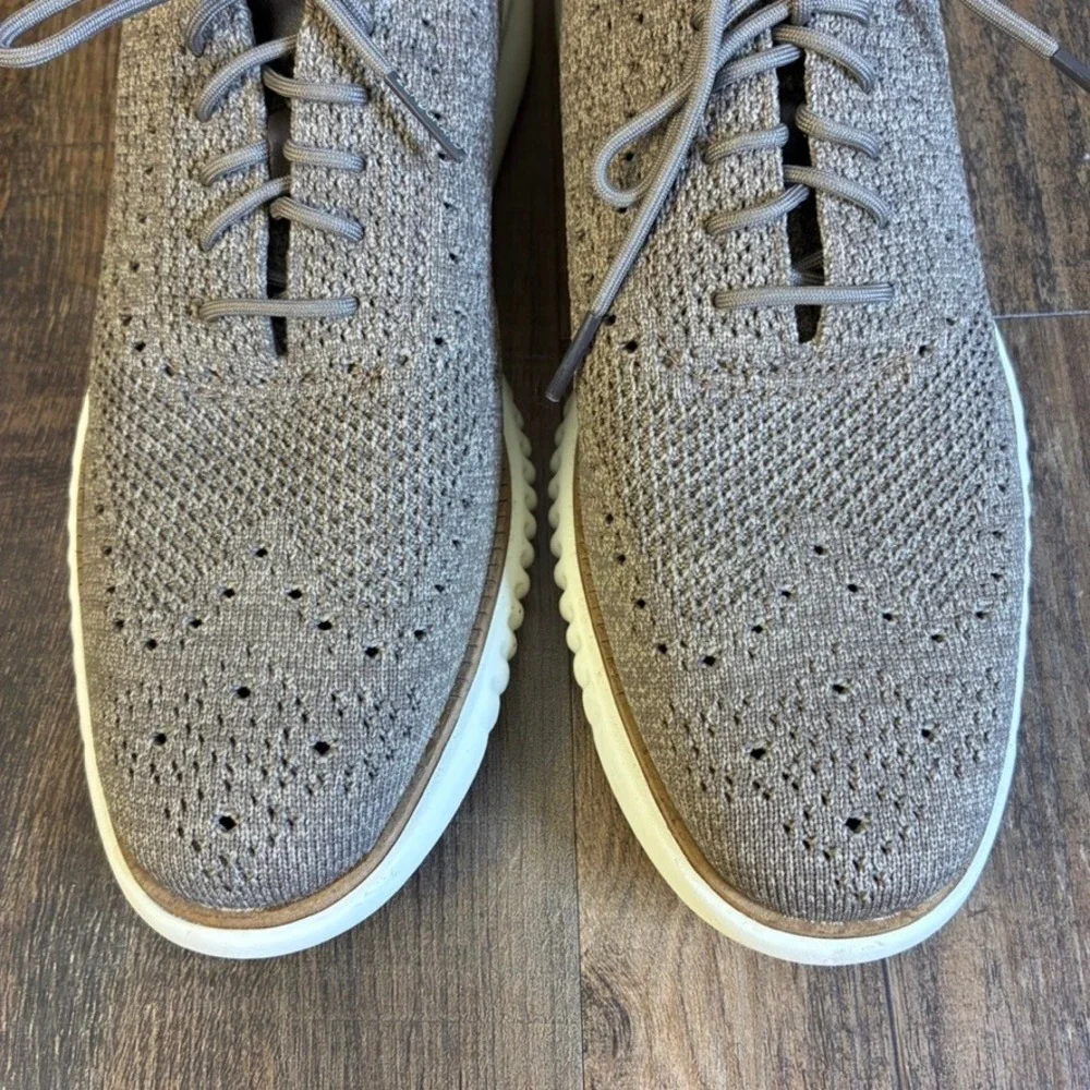 Cole Haan Zerogrand Stitchlite Oxford Mens 8M Taupe Knit Wingtip Shoes C37988